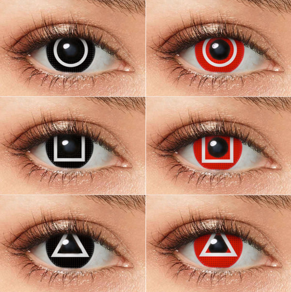 【イカゲーム】三角 / 四角 / 丸 (6種類)- SFX-EYES 全眼カラコン 特殊カラコン コスプレ ハロウイン オーダーメイド アニメ 漫画 度付き 度入り 度あり